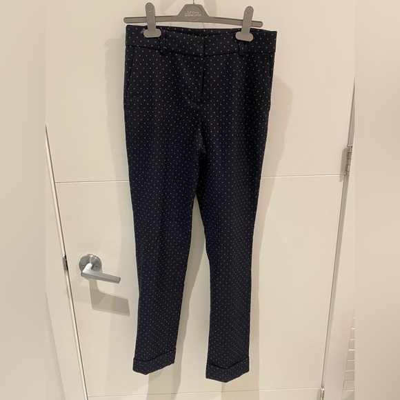 Dex XS navy blue pants with yellow/orange pattern - Picture 1 of 4